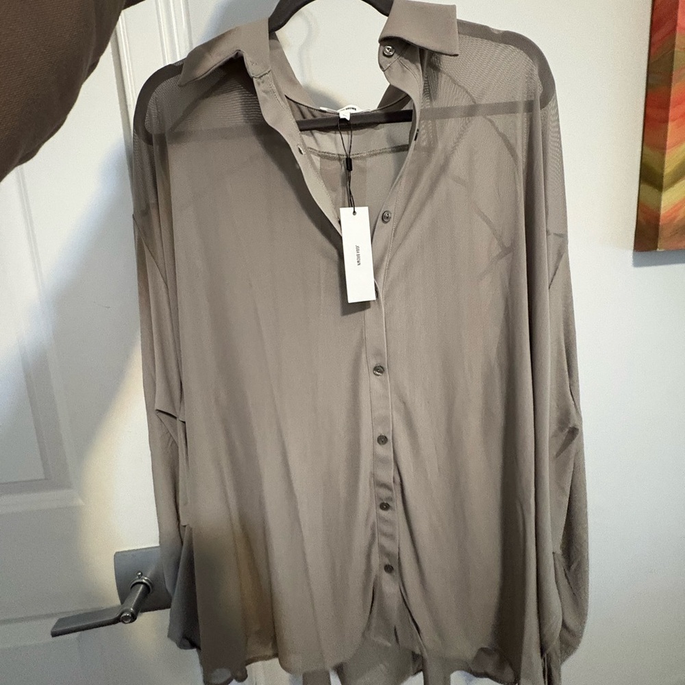 Joah Brown Sheer Button Down Shirt